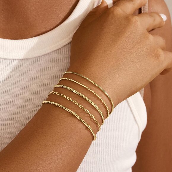 Gold-Style 09 Dainty Stack Beaded Rope Bracelets Jewelry Gifts for Women - Picture 2 of 6